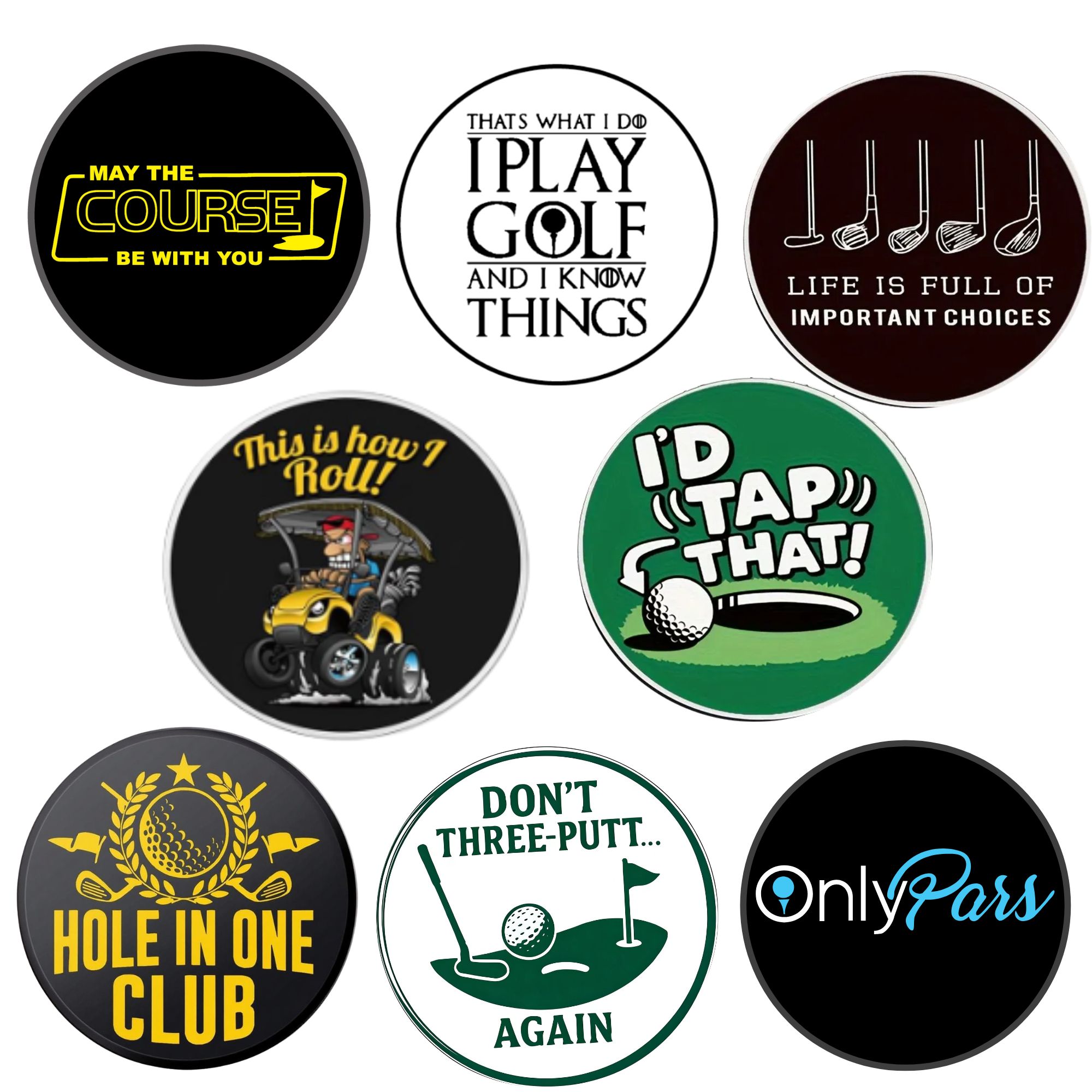 Ball Marker Set - مجموعة علامات كرات الجولف (8 قطع)،