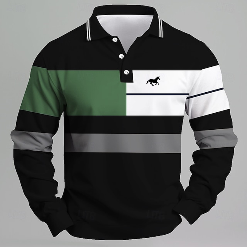 Golf Equipment Wholesale - قميص بولو رجالي مخطط مطبوع عليه