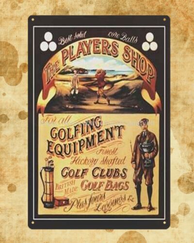Golf Equipment Shop - لافتة معدنية لتجهيزات لاعبي الجولف، لوحة