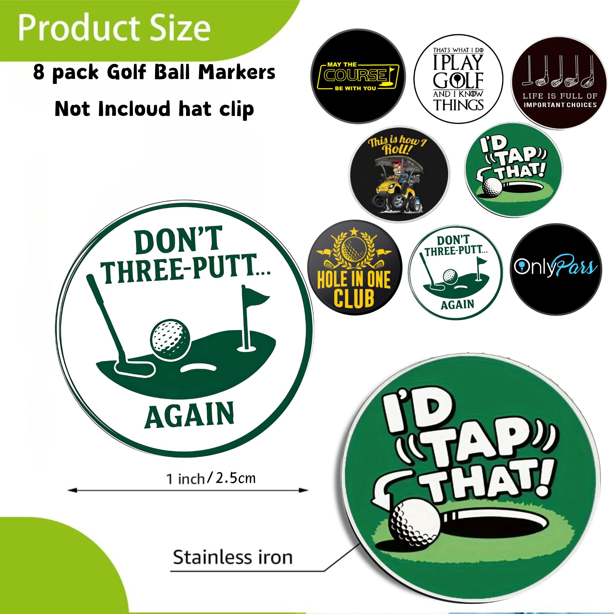 مجموعة علامات كرات الجولف (8 ق - مراجعة Ball Marker Set وسعره